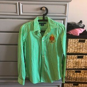 Green & white striped Ralph Lauren button down